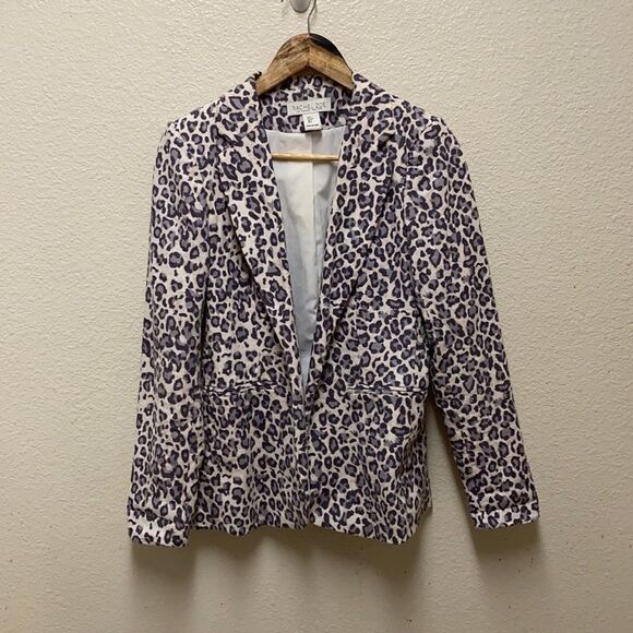 Rachel Zoe Linen Blend Leopard Print Blazer Small - Picture 1 of 5